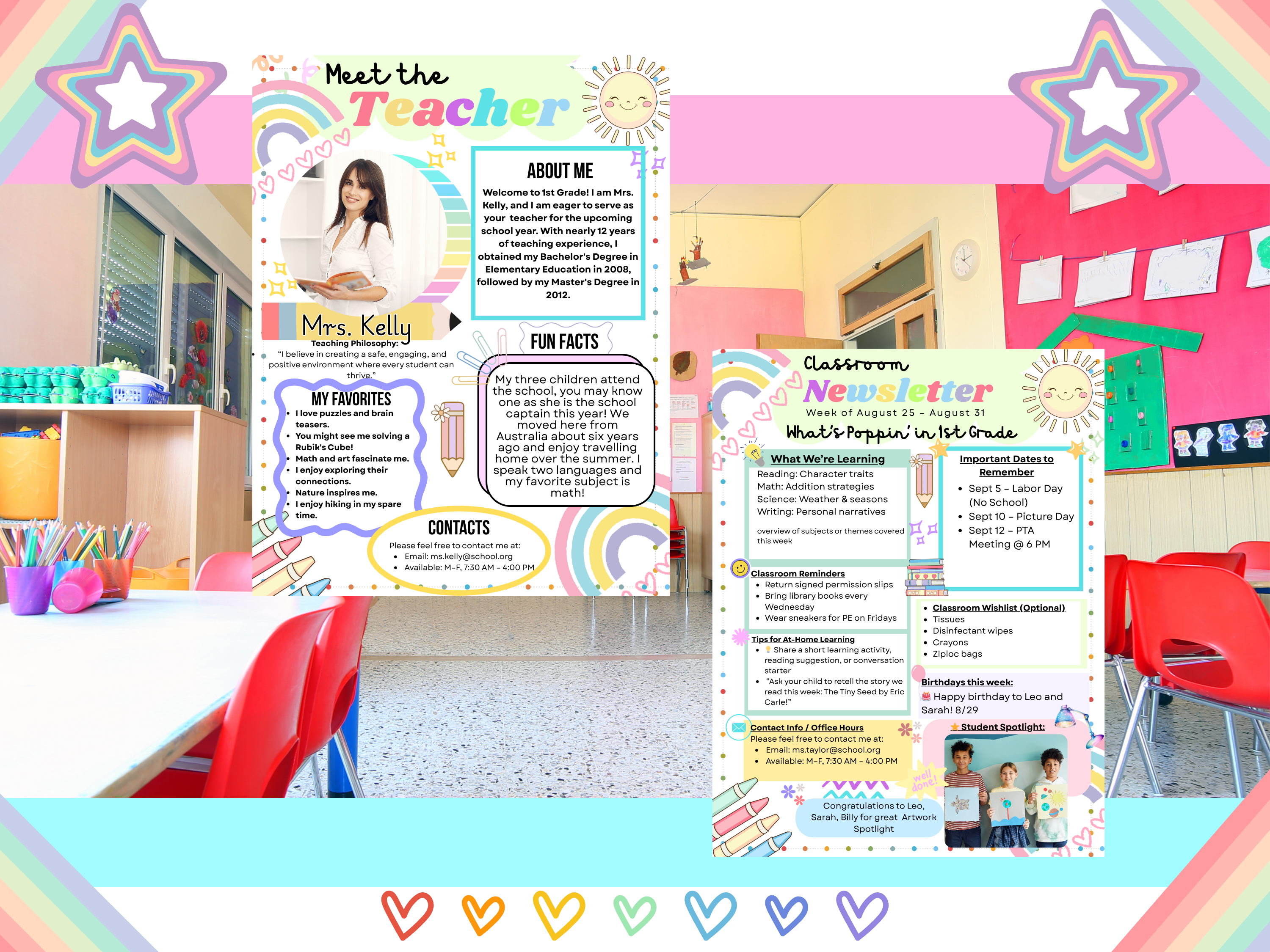 Meet the Teacher Template, Back to School Printable, Pastel Canva Teacher Introduction Letter, Editable Teacher Welcome, Newsletter Bonus