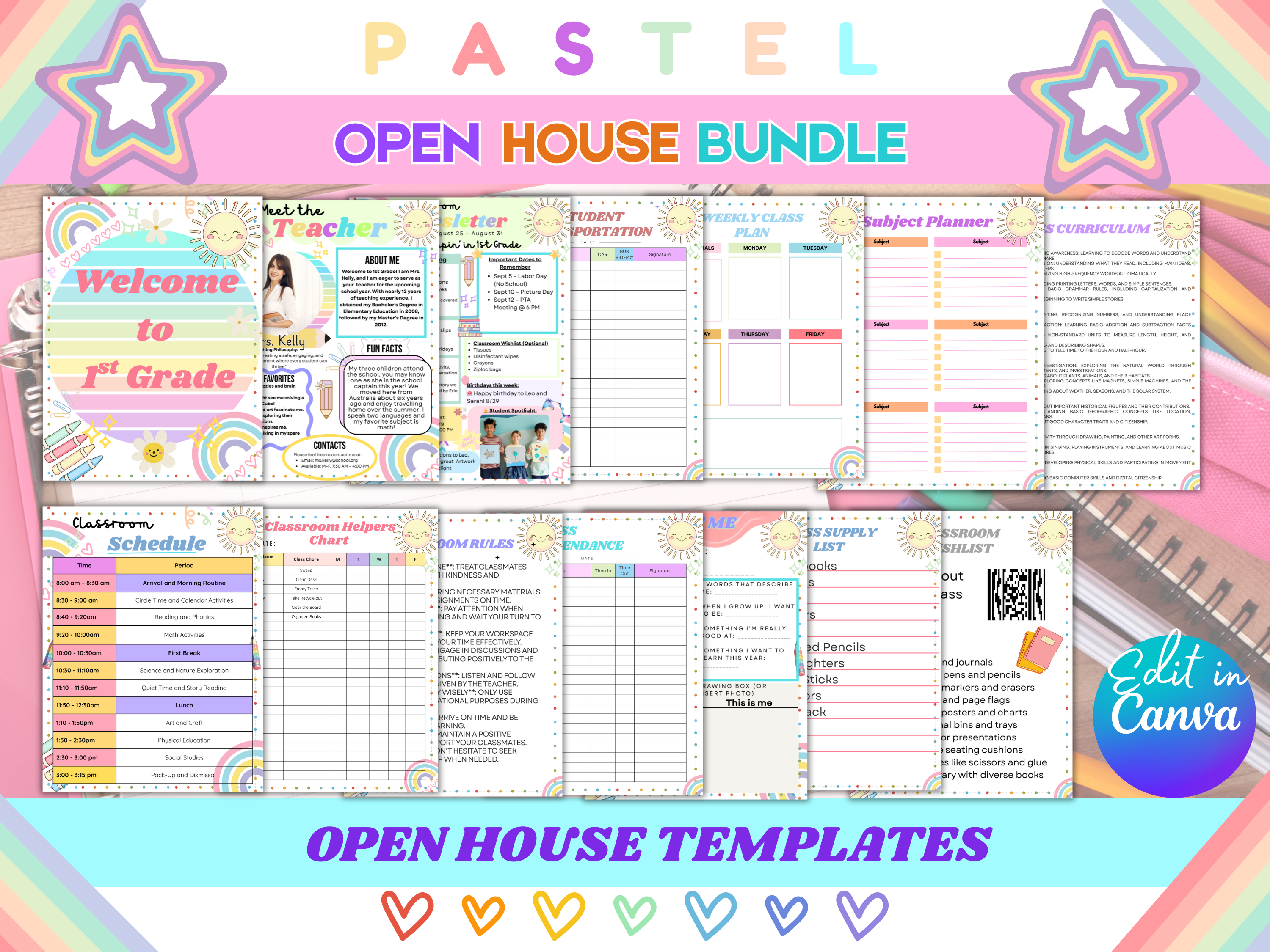 Meet the Teacher Template, Back to School Printable, Pastel Canva Teacher Introduction Letter, Editable Teacher Welcome, Newsletter Bonus