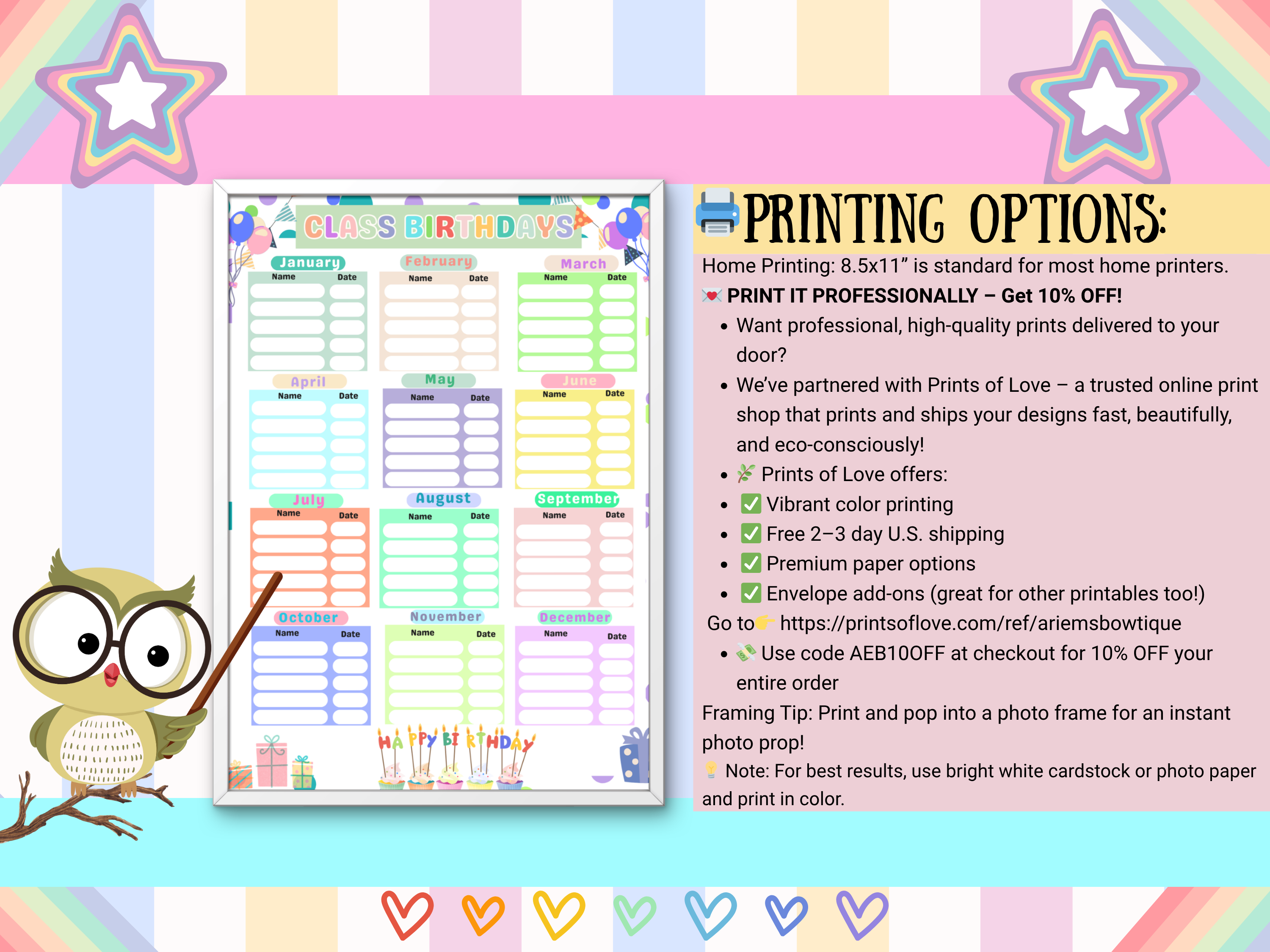 Birthday Tracker PDF Editable Classroom Birthday List Calendar Printable Student Birthday Organizer Reminder Canva Download
