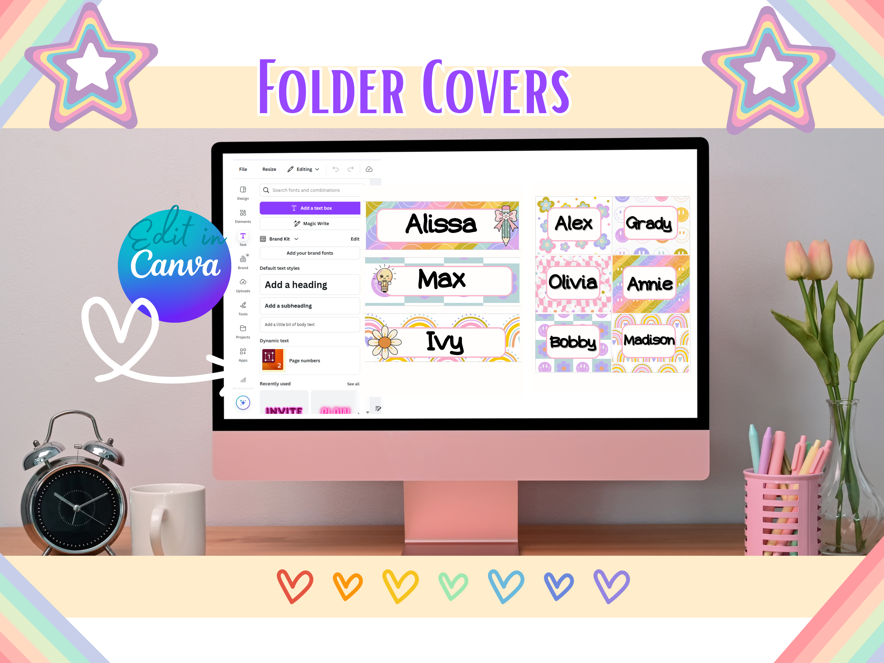 Editable Classroom Labels Canva Template | 12 Pages | Desk Name Tags & Cubby Labels | Back to School | Printable Teacher Tags