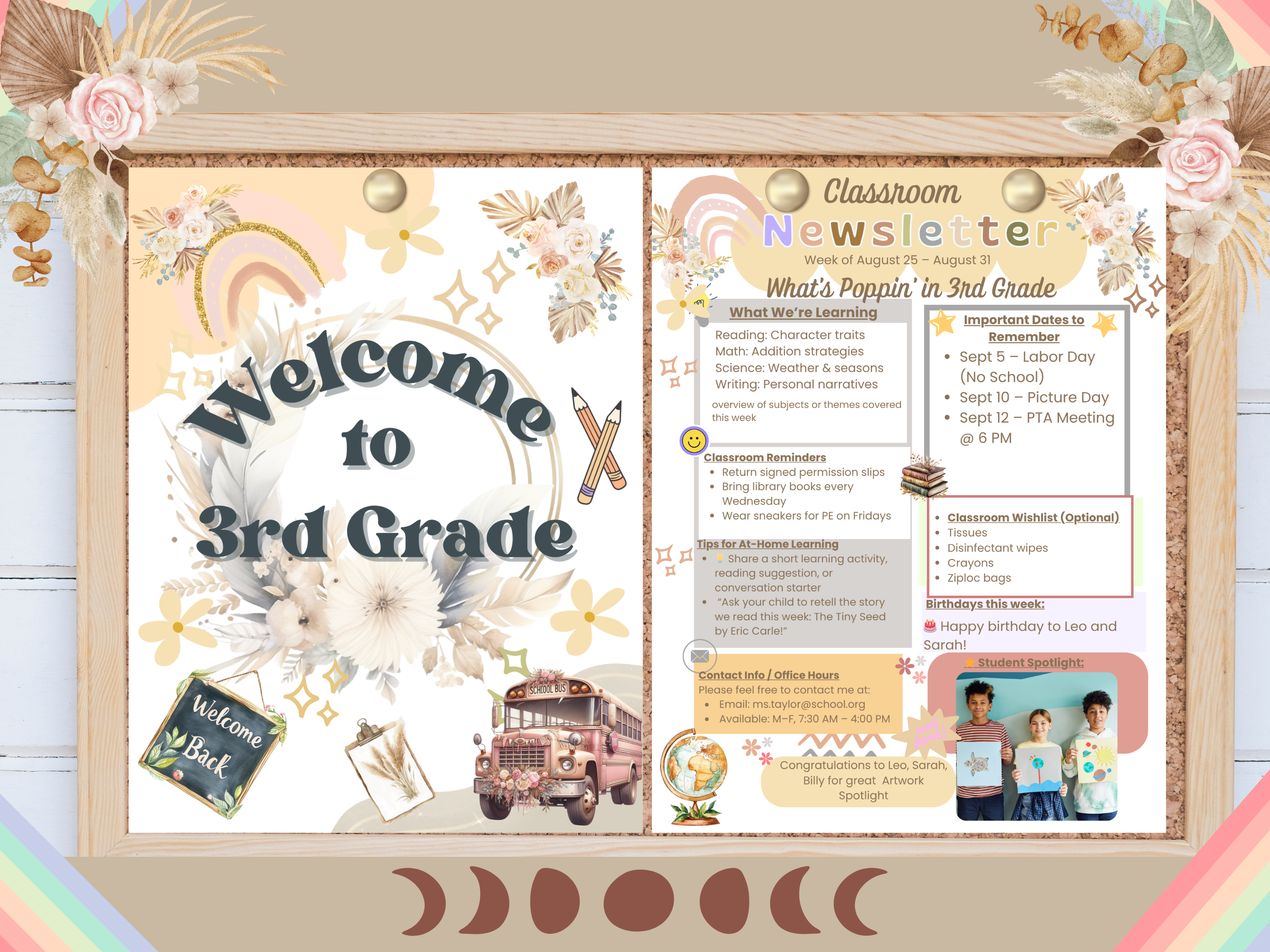Retro Groovy Back to School Bundle | Editable Teacher Open House Templates | Meet the Teacher, Newsletter, Student Forms | Canva | 21 Pages