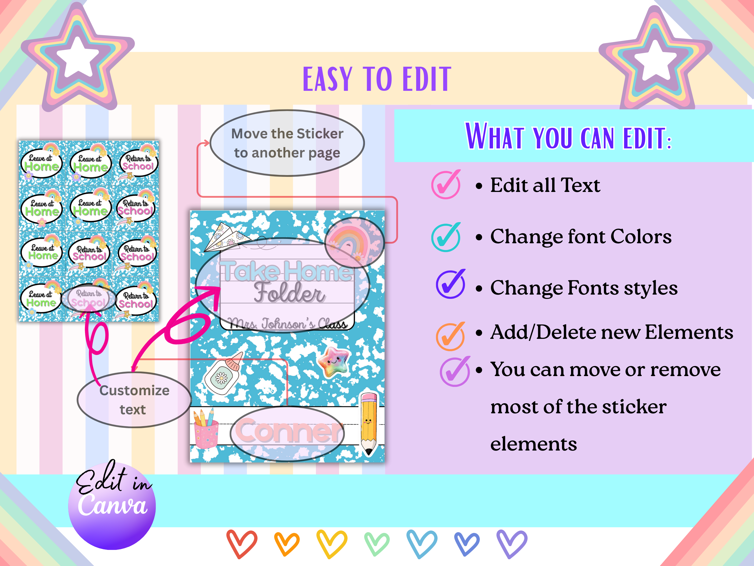 Editable Folder Covers | Homework, Subject & Take Home Folder Labels | Printable Composition Notebook Theme | Classroom Organization