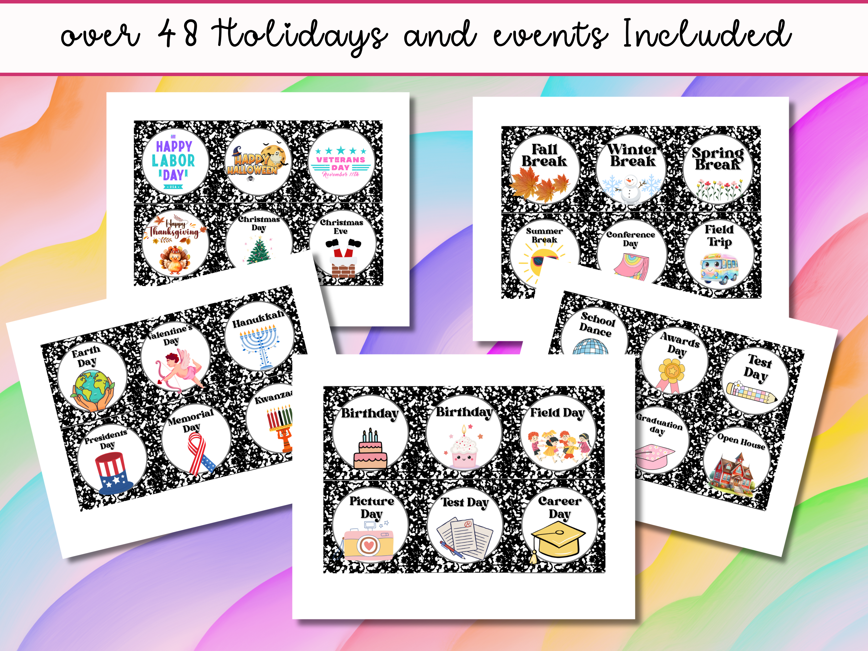 Composition Retro Classroom Calendar | Editable Canva Pocket Chart Display |