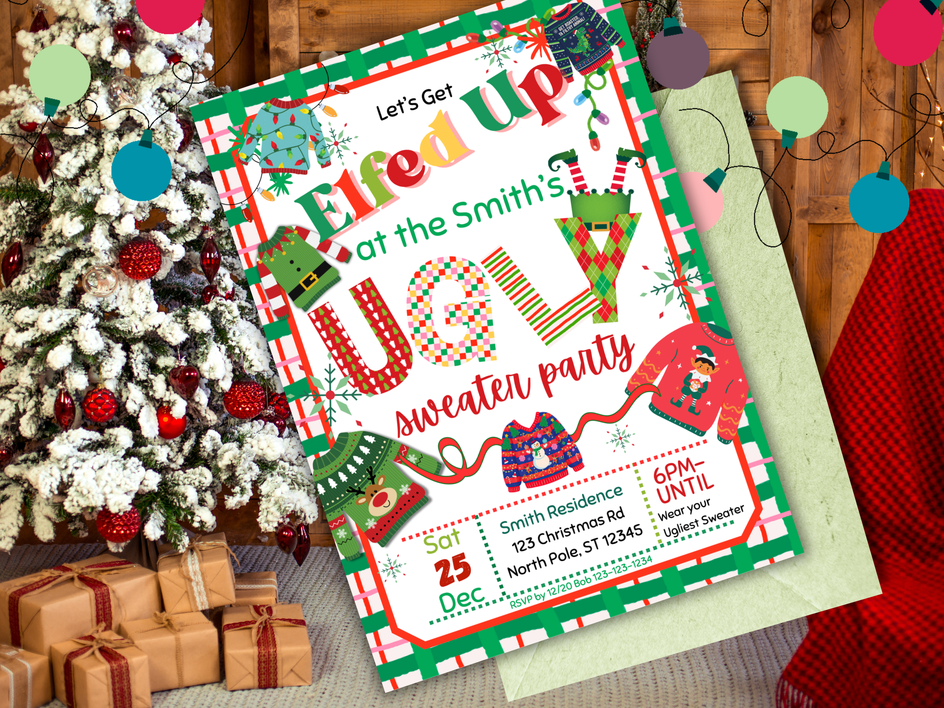 Ugly Sweater Christmas Party Invitation Digital Download
