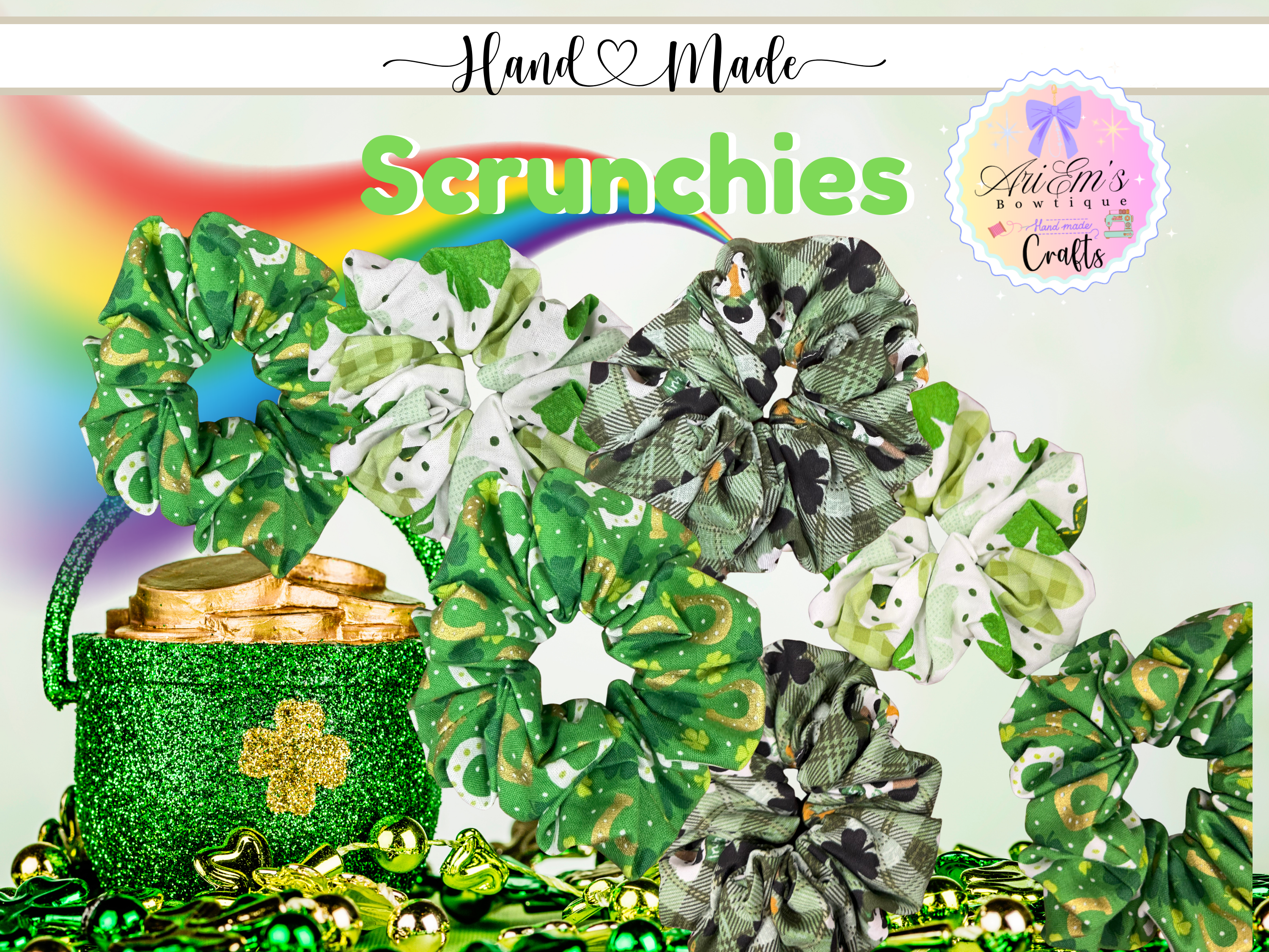 St Patricks Day Scrunchies: 3 pack 