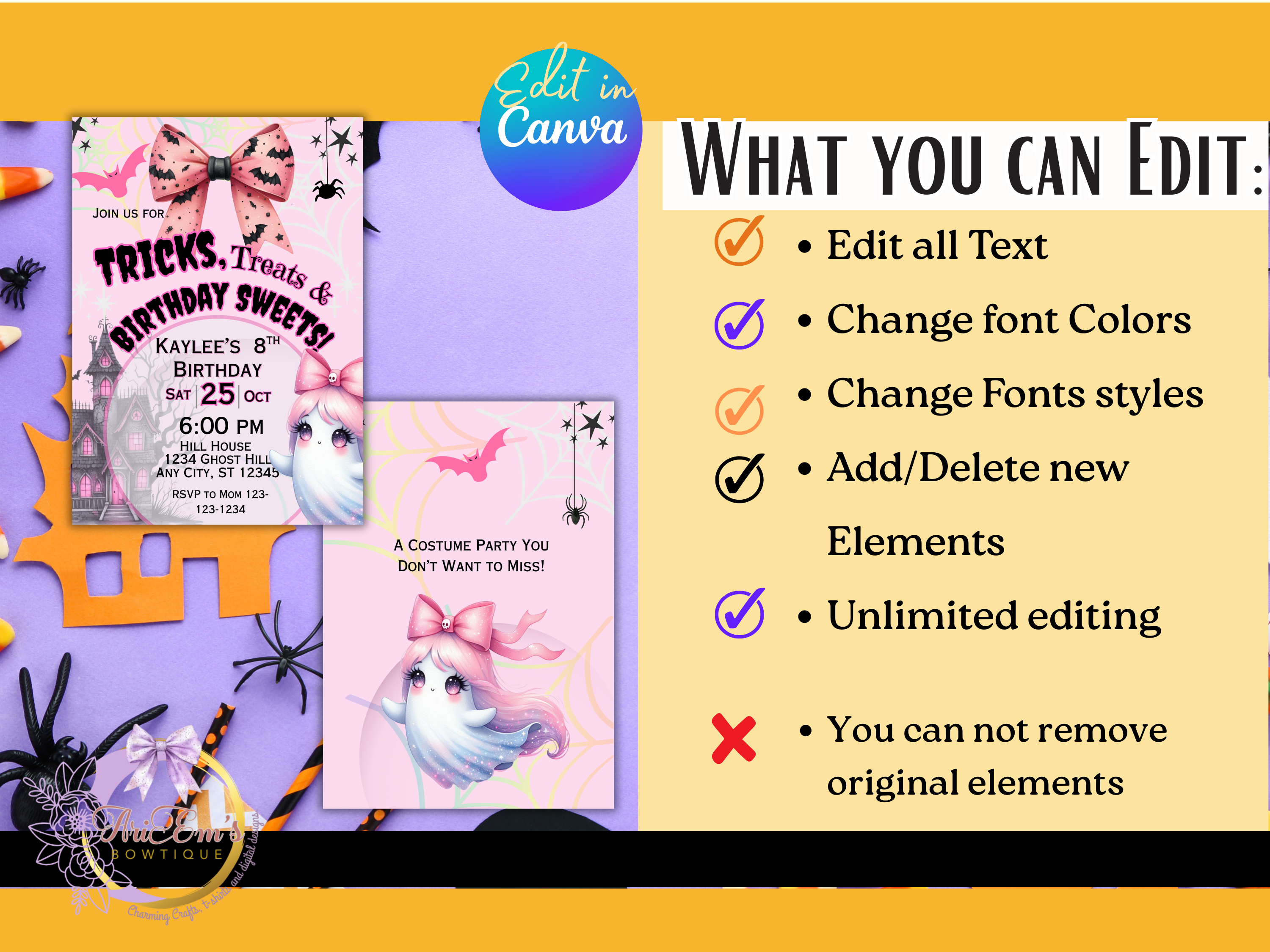 pink ghost invite, girl halloween, ghost birthday, canva halloween, halloween invite, ghost girl party, editable invite, pastel halloween, cute ghost card, spooky girl party, halloween bday, halloween template, digital party card