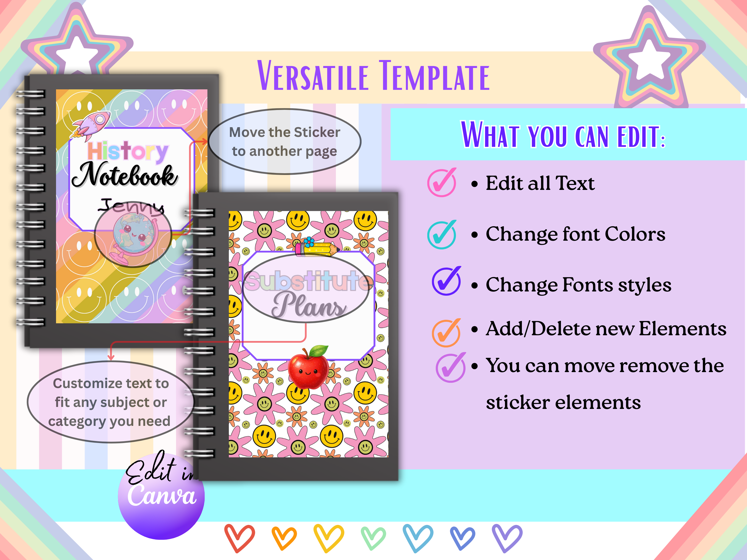 Half Sheet Folder & Classroom Organization Labels | Editable Teacher Supply Bin Labels | Back to School Student Printable Subject Labels