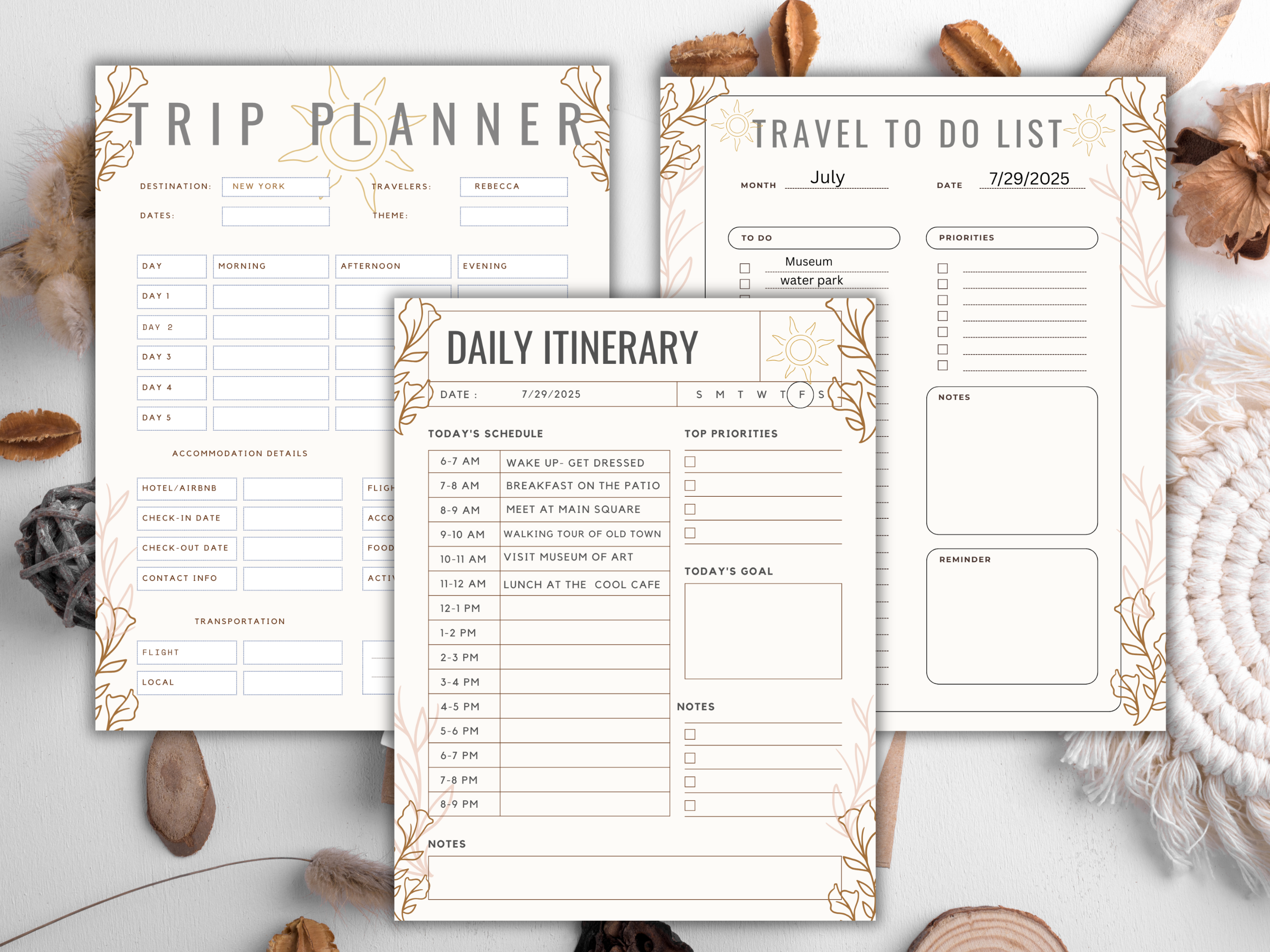 Travel Planner Editable 7-Page Trip Organizer with Packing Checklist Vacation Budget Tracker To-Do List Printable PDF & Canva Template