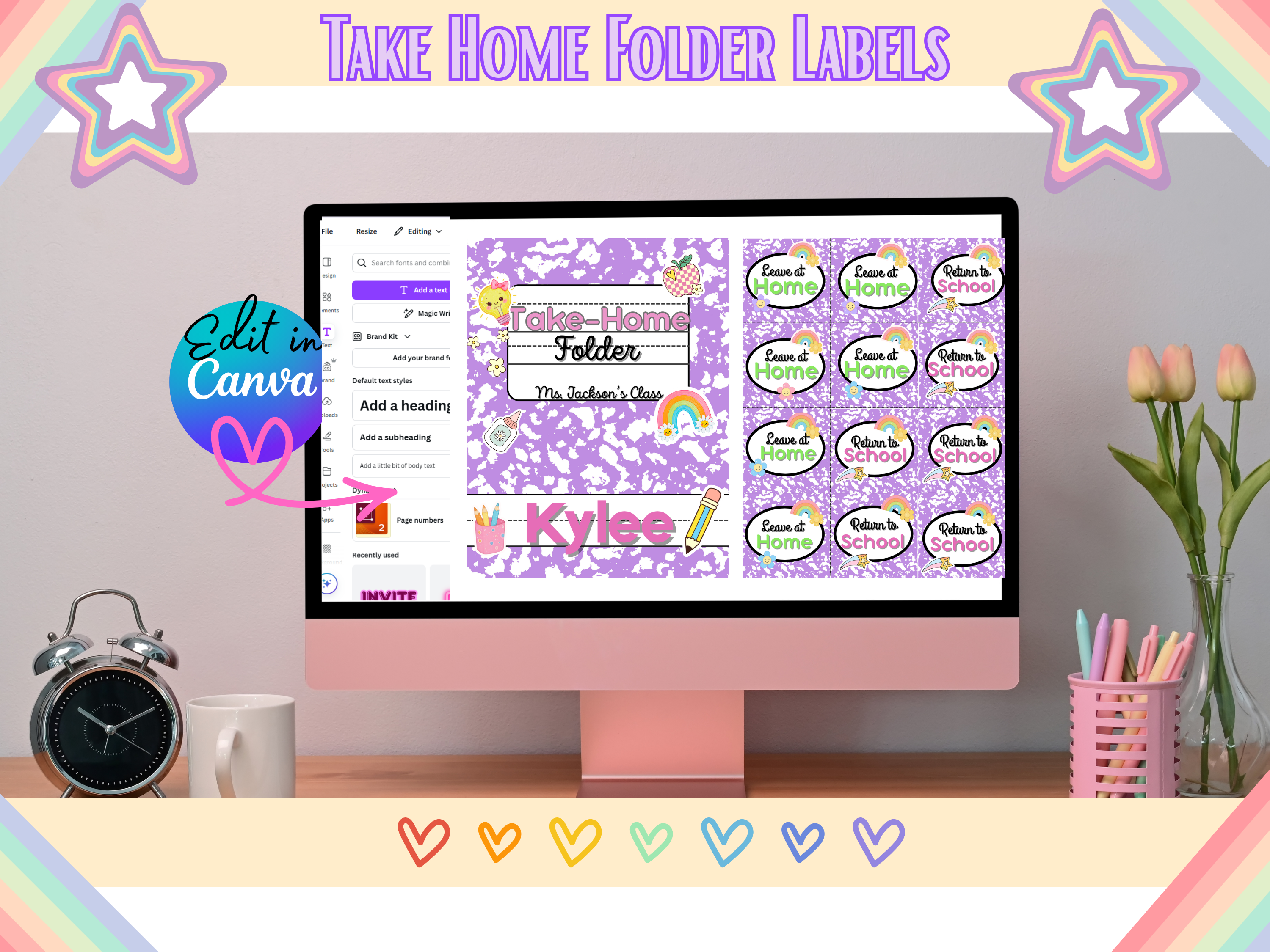 Editable Folder Covers | Homework, Subject & Take Home Folder Labels | Printable Composition Notebook Theme | Classroom Organization