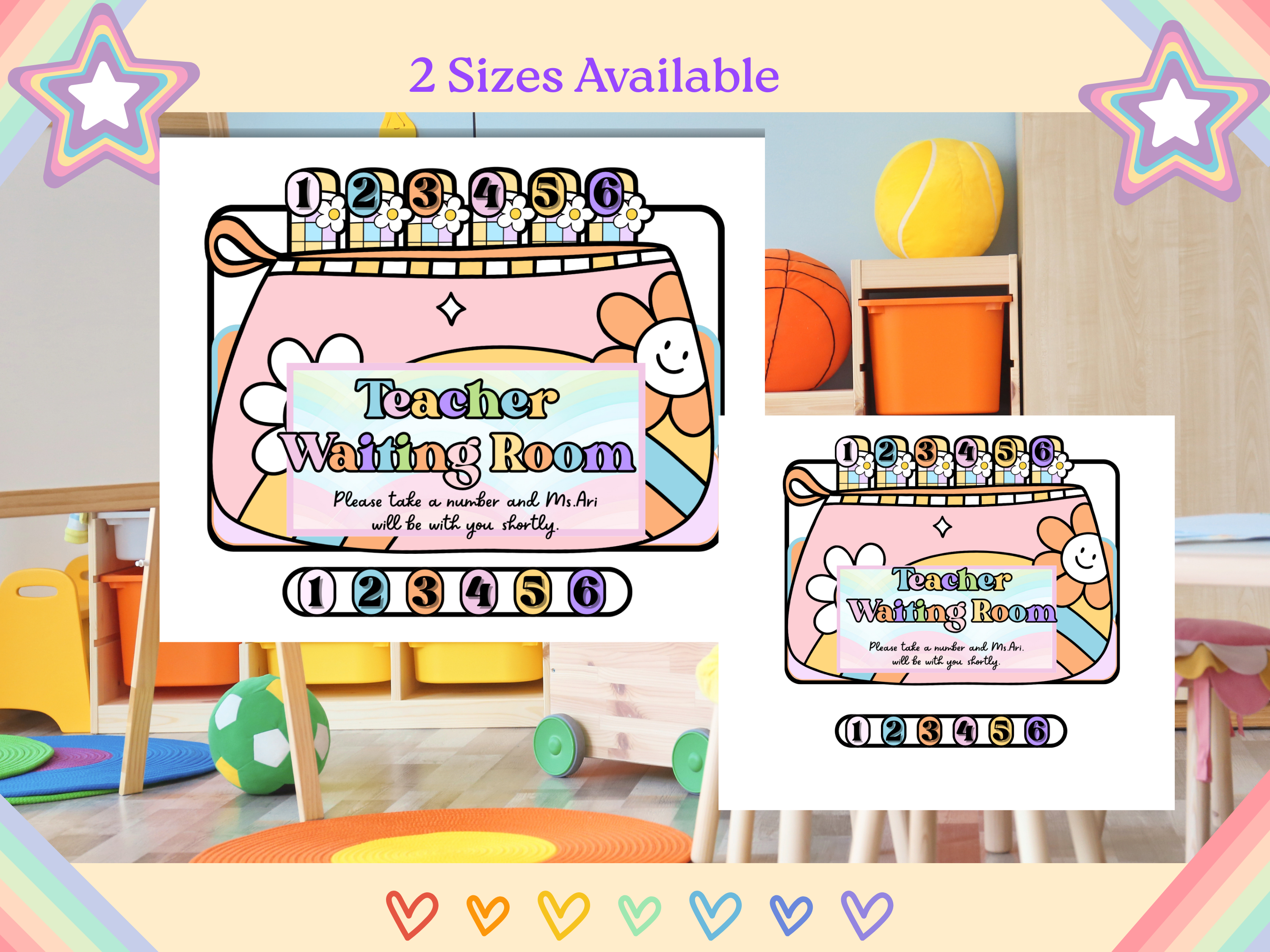 Retro Teacher Waiting Room Sign Template | Editable Canva Download | 2 Sizes 8x6 & 5x7 | Printable Teacher Office Decor