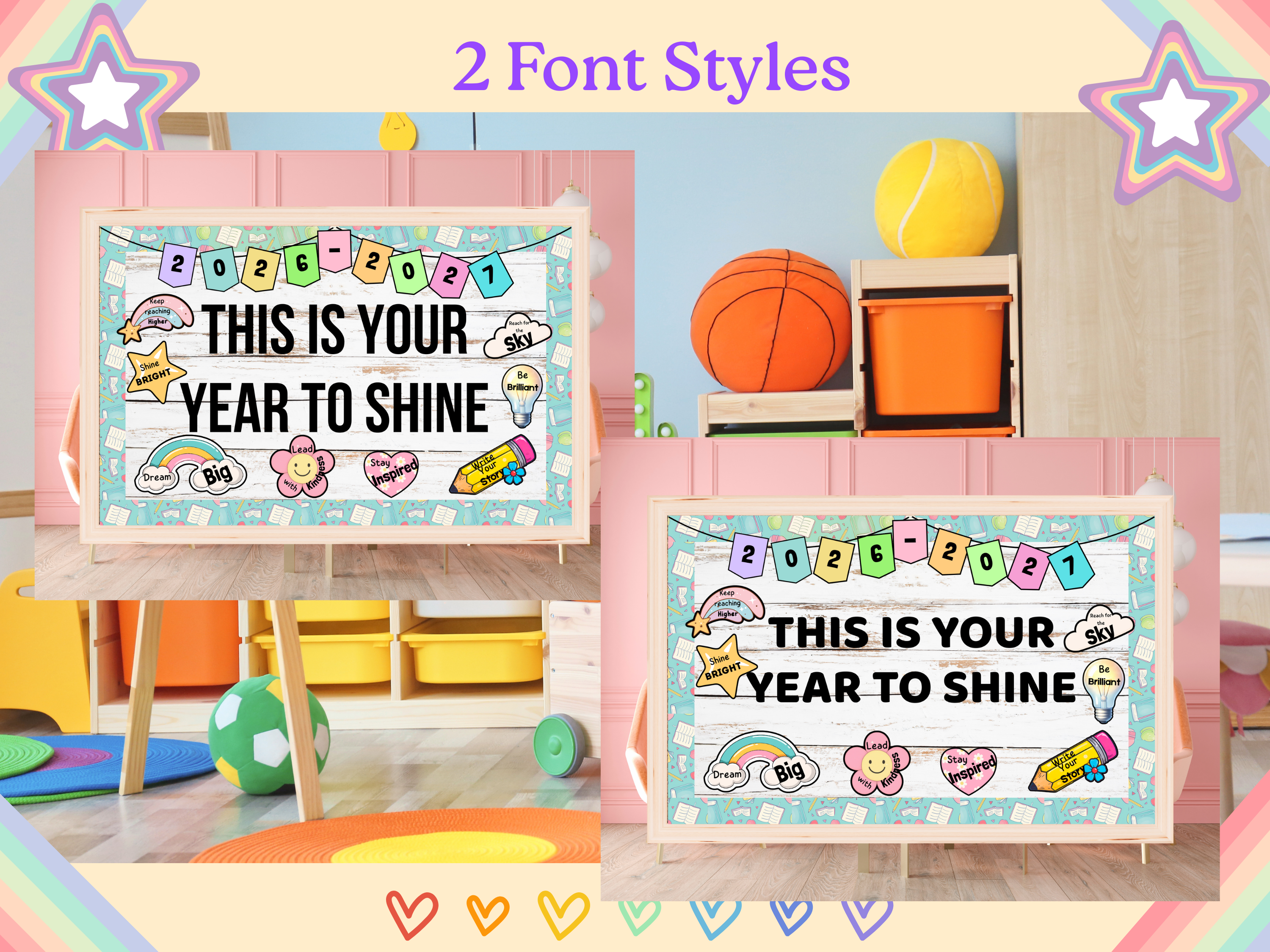 Motivational Bulletin Board Bundle | Editable Canva Letters, Encouraging Words & Borders | Classroom Decor PDF Download