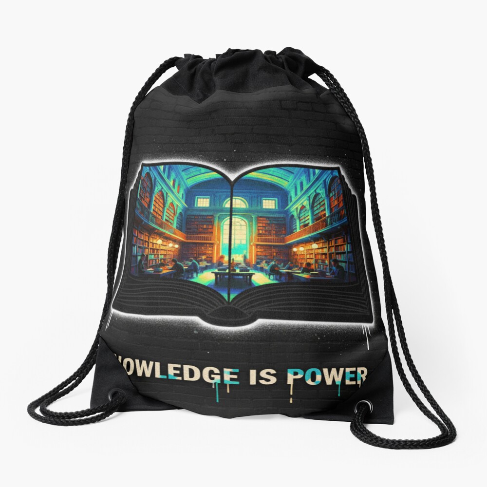 Power in Pages Drawstring Bag