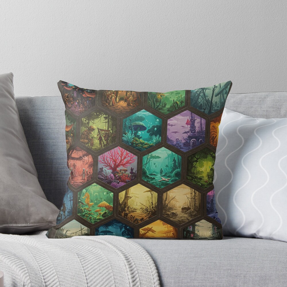Honeycomb of Worlds Throw Pillow