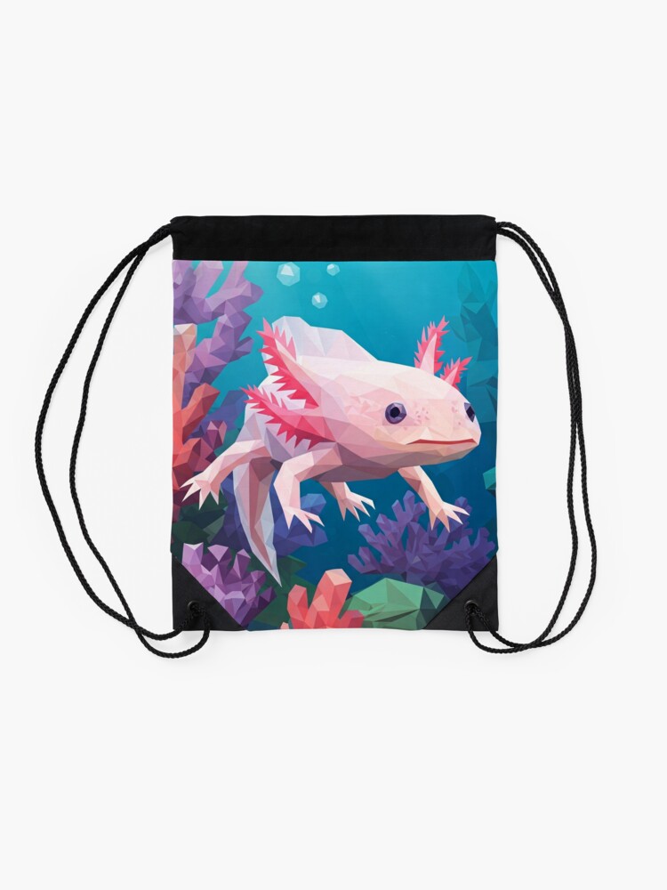 Geometric Axolotl Drawstring Bag