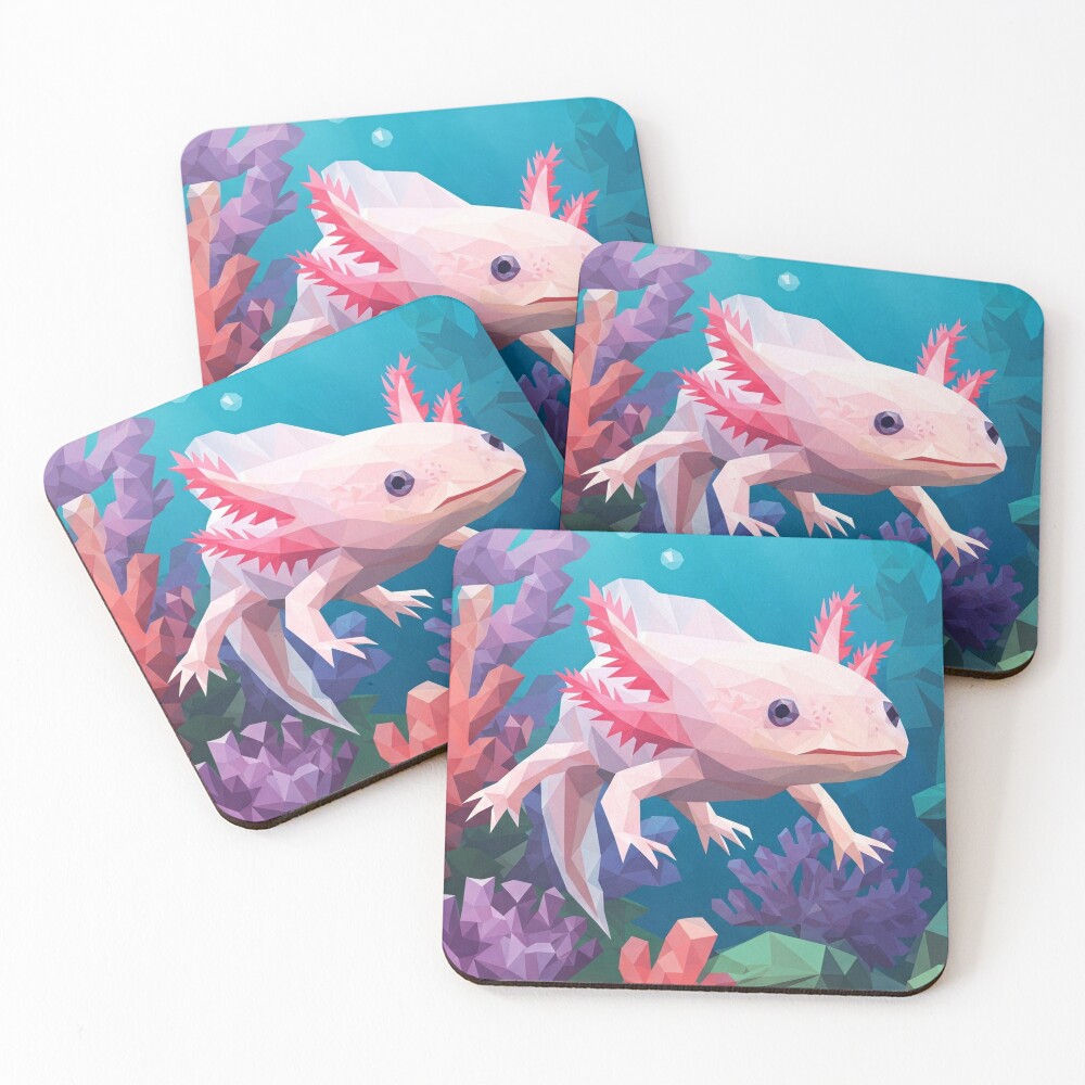 Geometric Axolotl Art Coasters