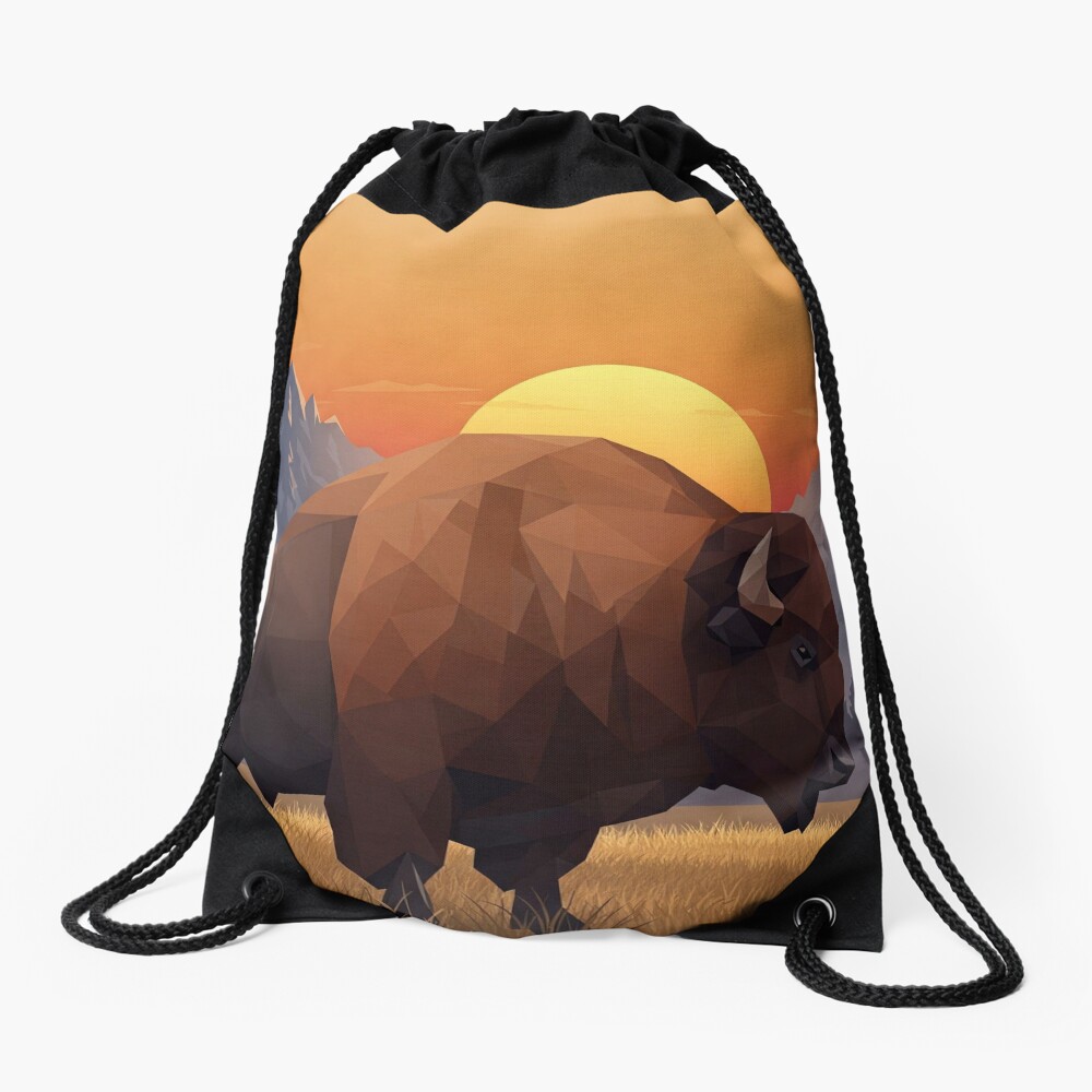 Geometric Bison Drawstring Backpack