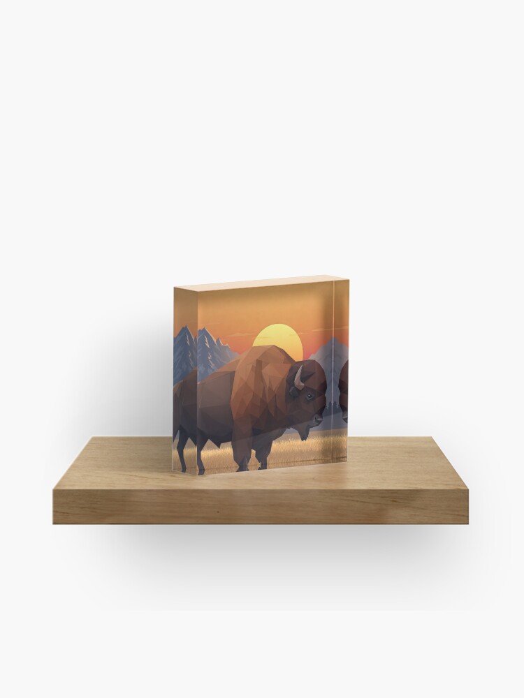 Geometric Bison Acrylic Block