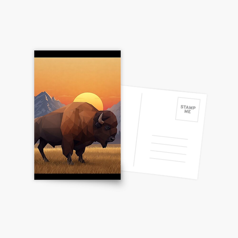 Geometric Bison Postcard