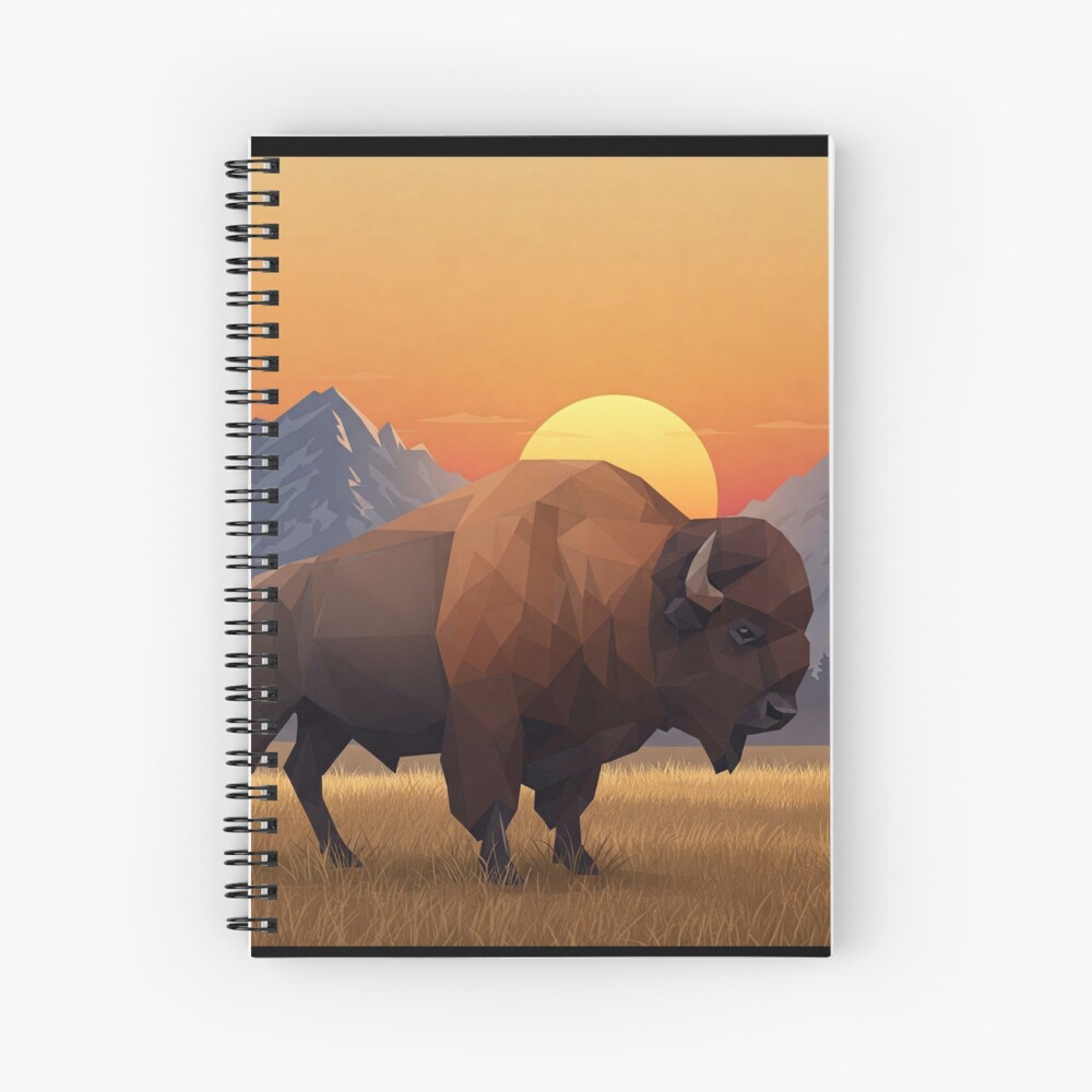 Geometric Bison Sunset Notebook / Hardcover Journal