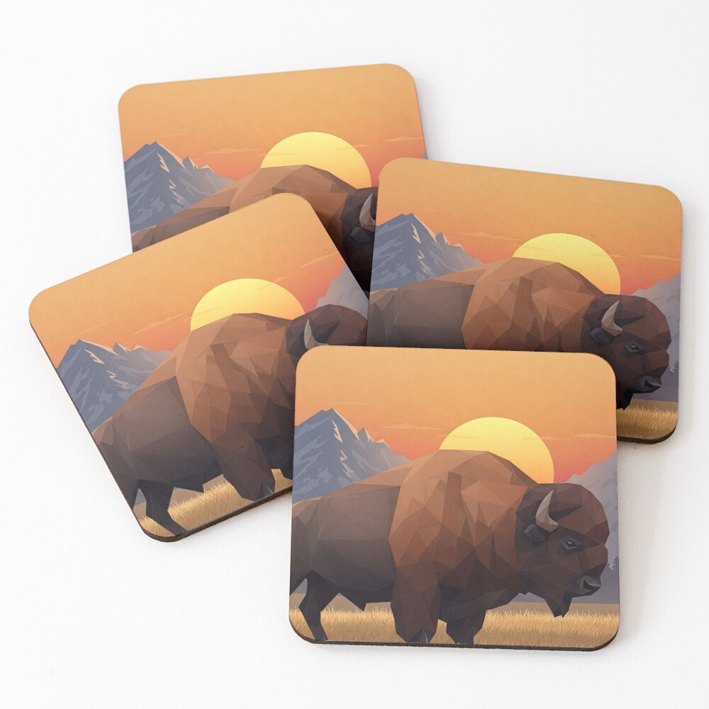Geometric Bison Coasters