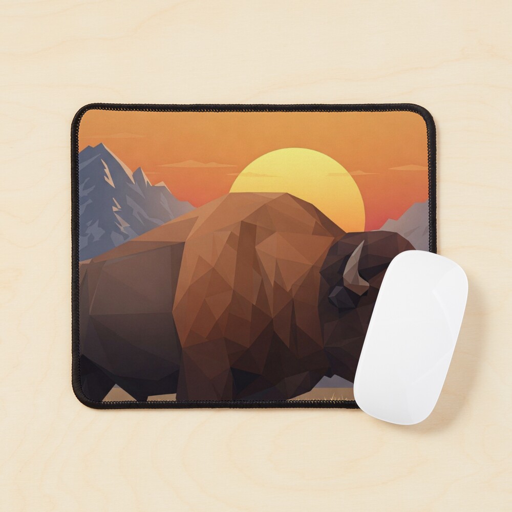 Geometric Bison Mouse Pad