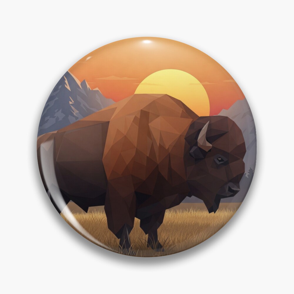 Geometric Bison Pin