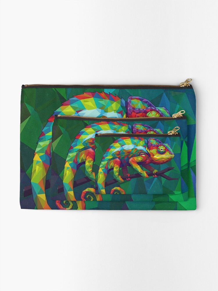 Geometric Chameleon Pouch Set