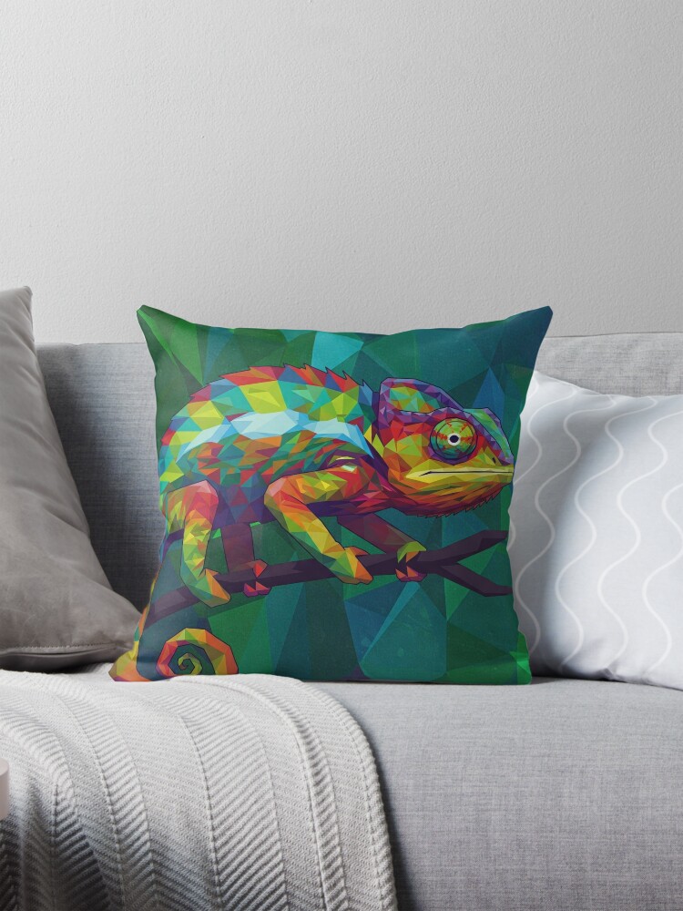 Geometric Chameleon Pillow