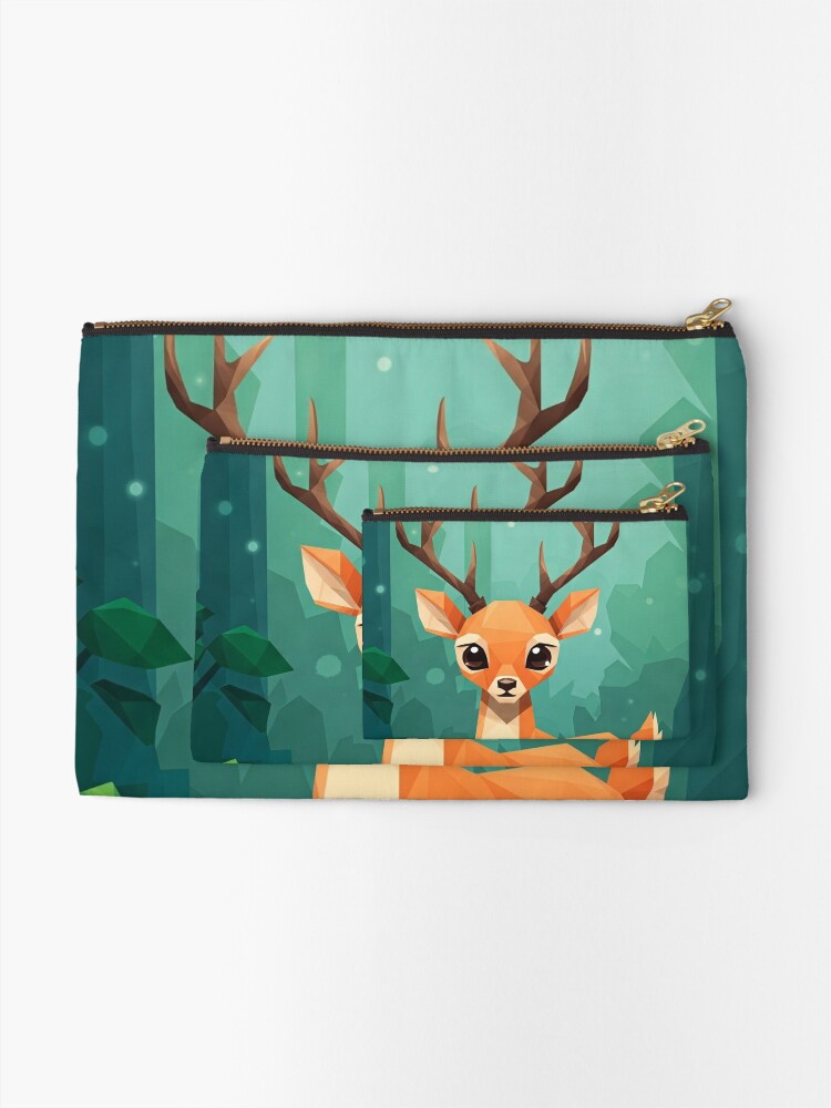 Geometric Deer Zipper Pouches