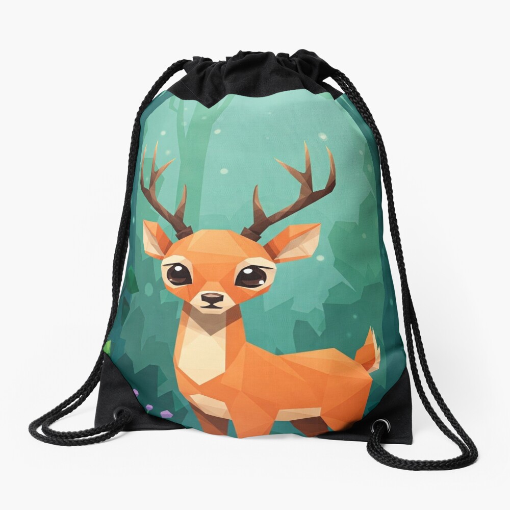 Geometric Deer Drawstring Bag