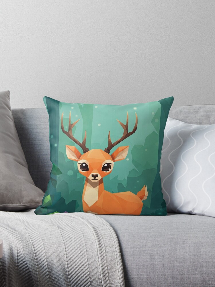 Geometric Deer Throw Pillow