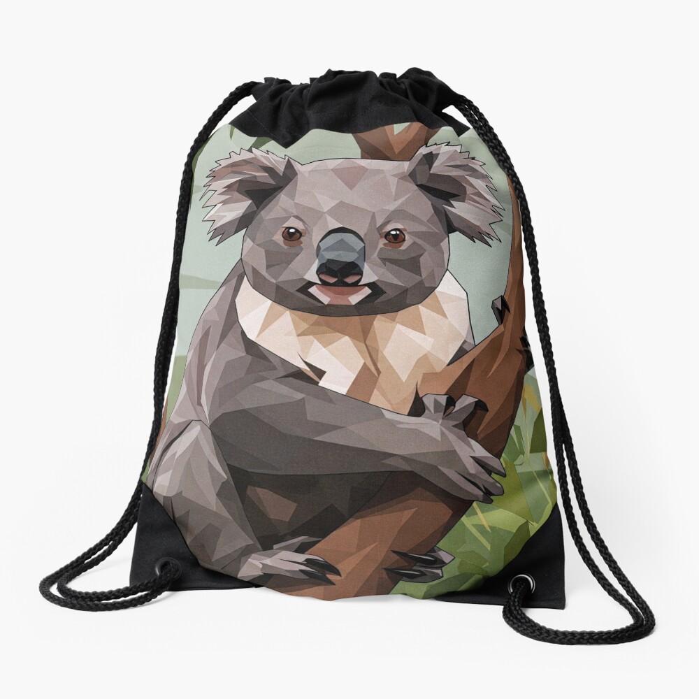 Geometric Koala Drawstring Backpack