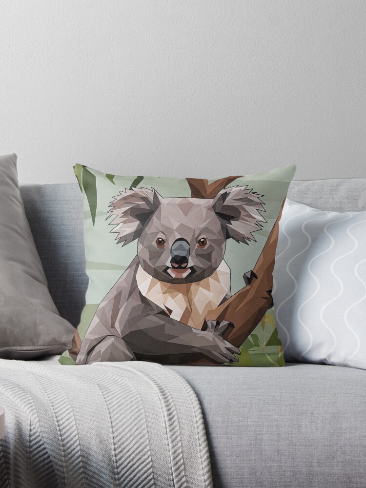 Geometric Koala Throw Pillow