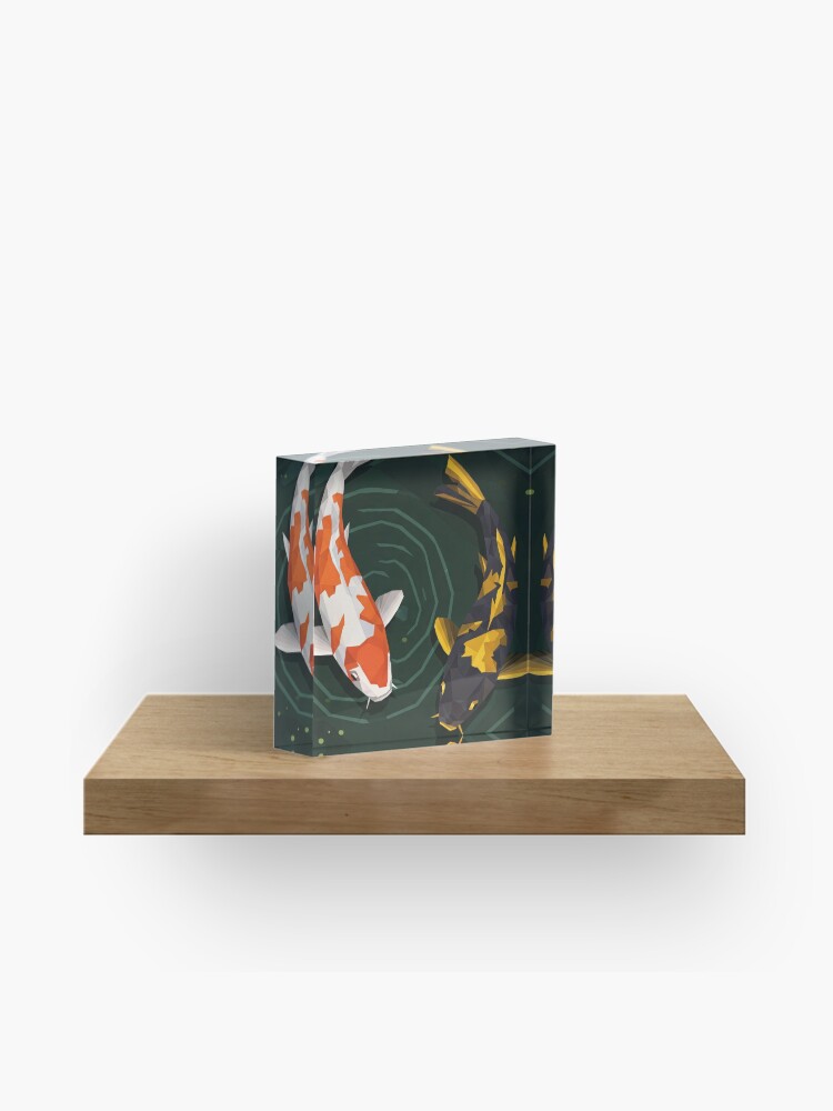 Geometric Koi Fish Acrylic Block