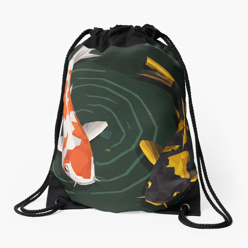 Geometric Koi Fish Drawstring Backpack