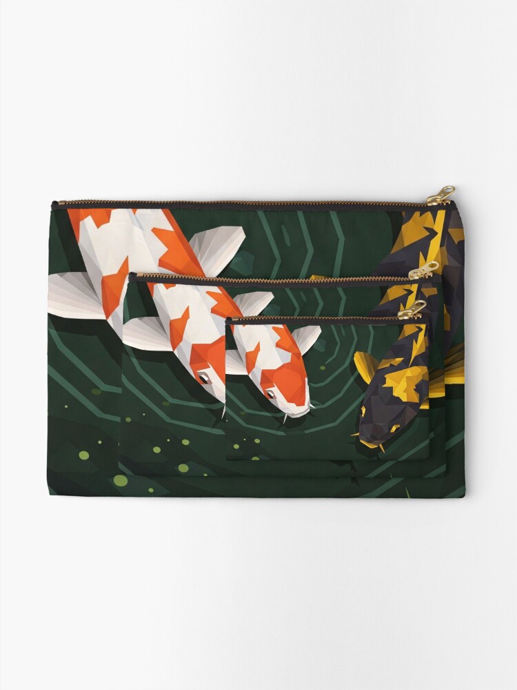 Geometric Koi Fish Zipper Pouches