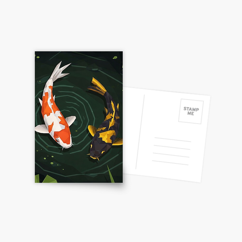 Geometric Koi Fish Postcard