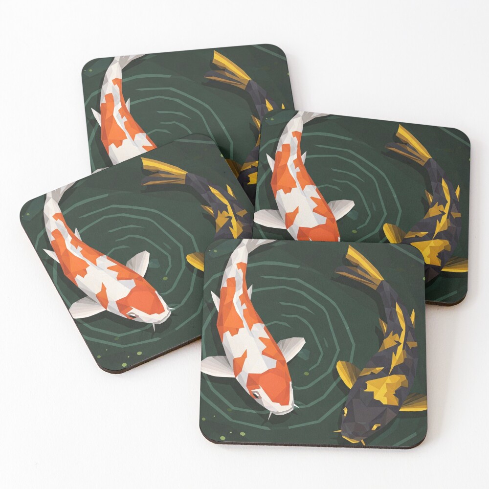 Geometric Koi Fish Coasters