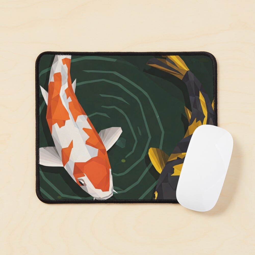 Geometric Koi Fish Mouse Pad