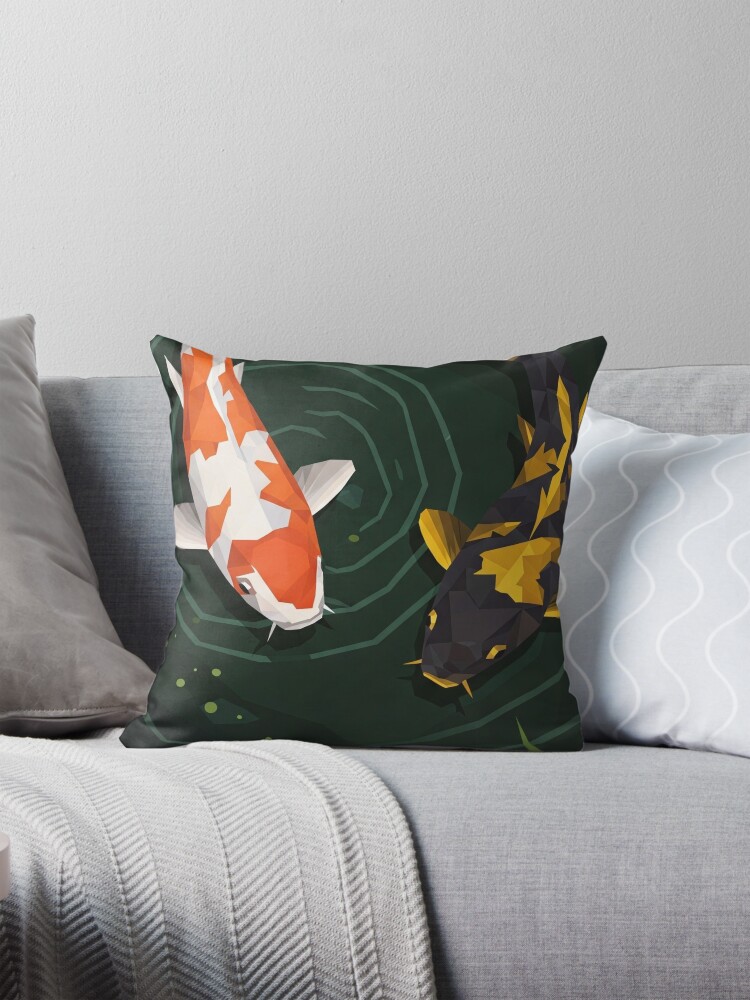 Geometric Koi Fish Pillow