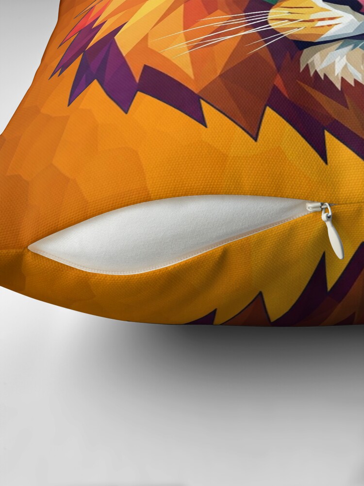 Geometric Lion Design Throw Pillow
