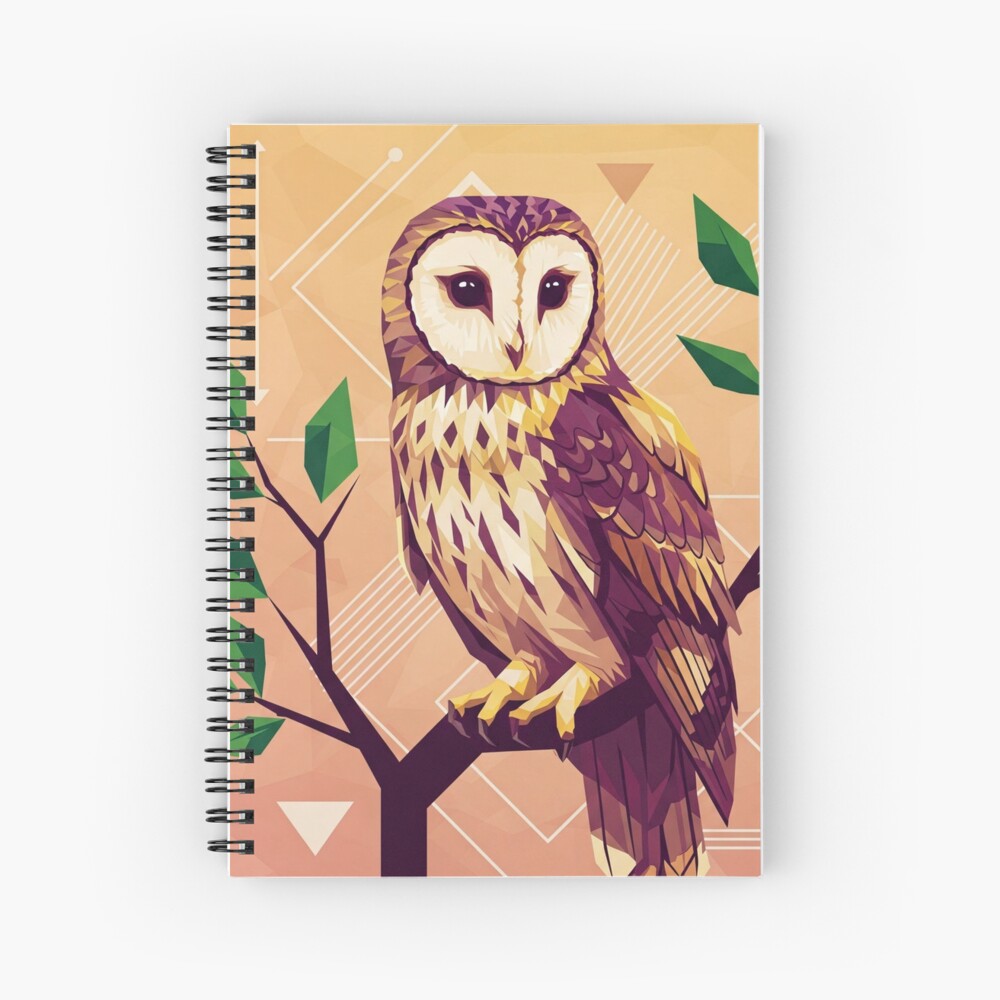 Geometric Owl Design Spiral Notebook / Hardcover Journal