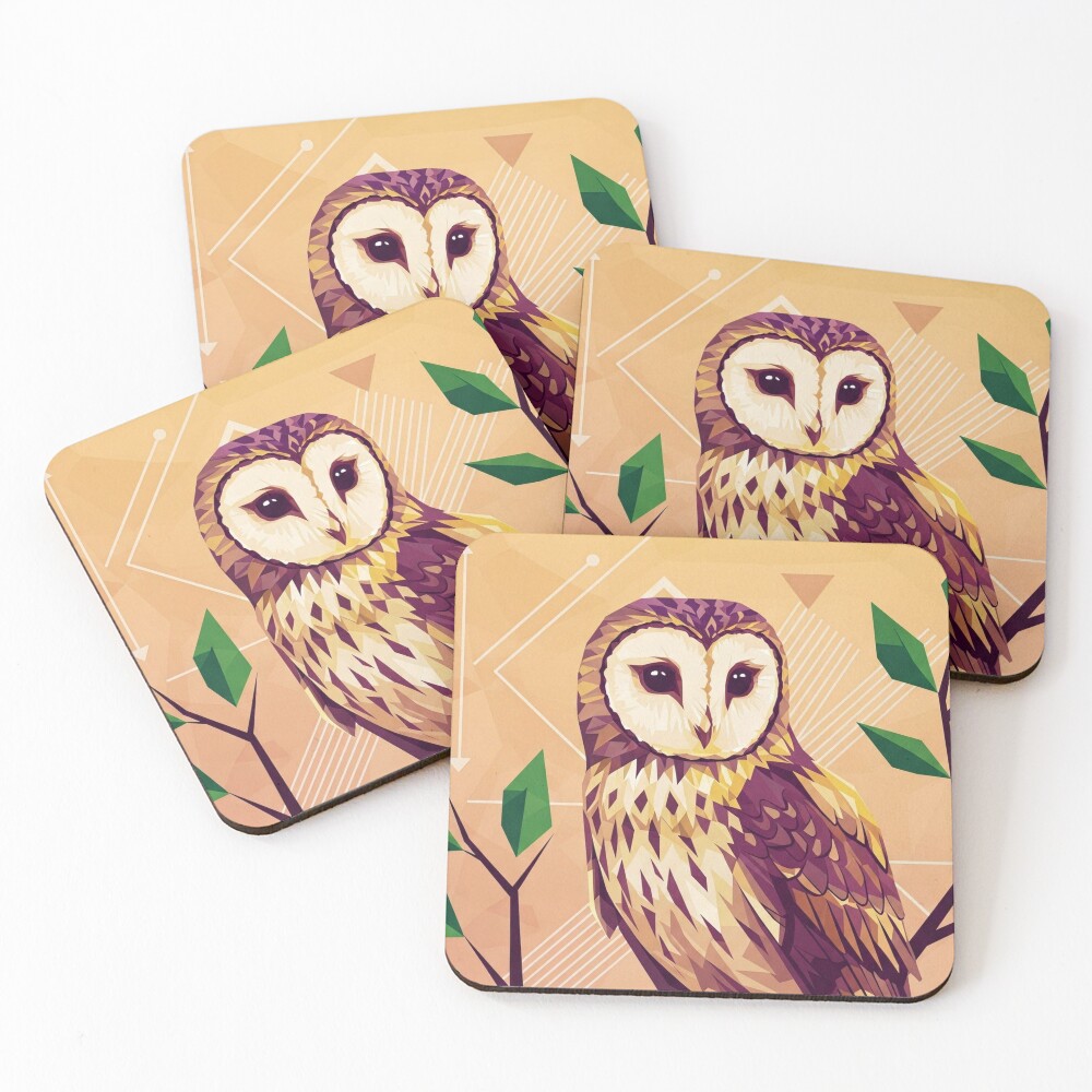 Geometric Owl-Themed Coasters