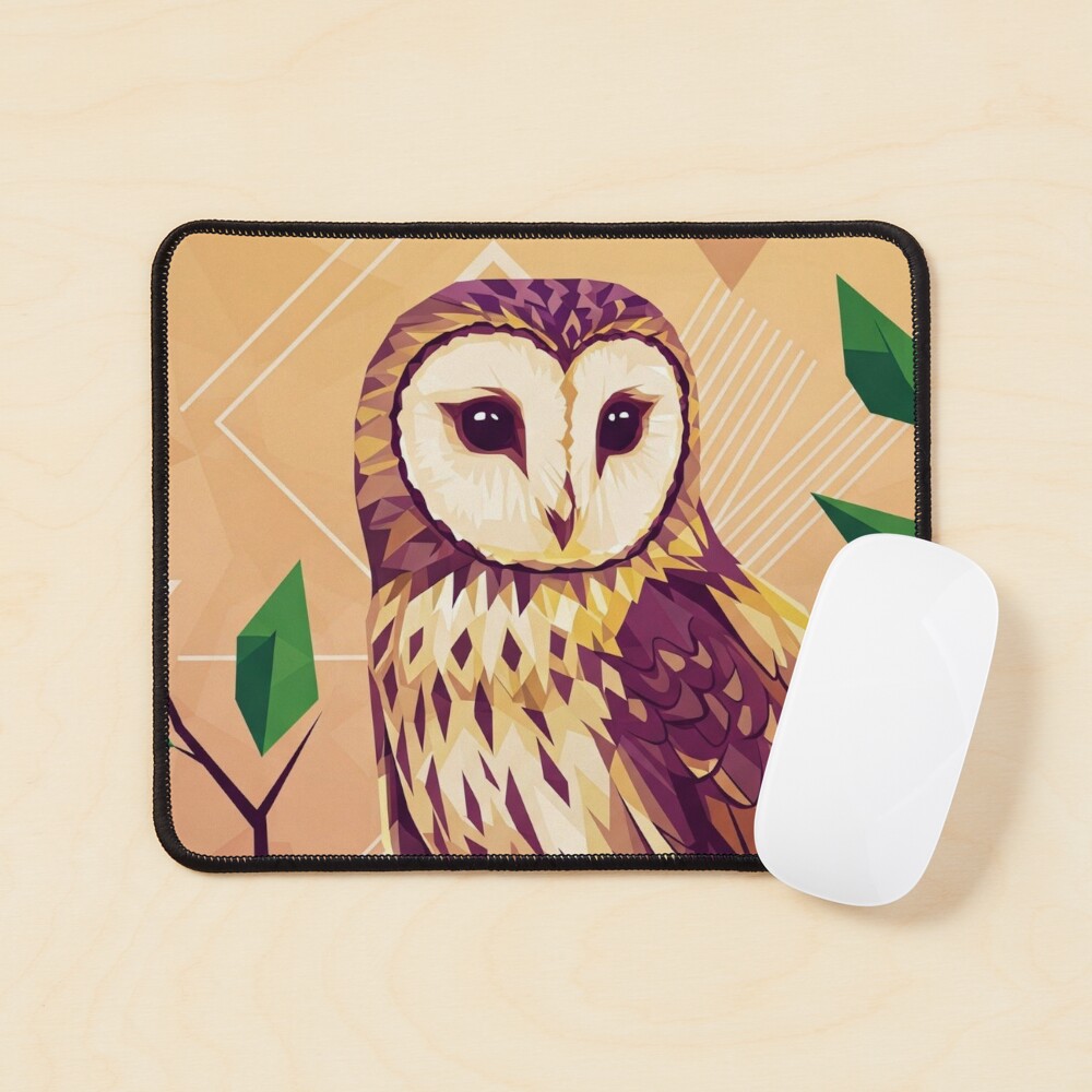 Geometric Owl-Themed Mouse Pad