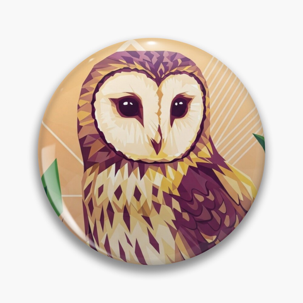 Geometric Owl Design Button