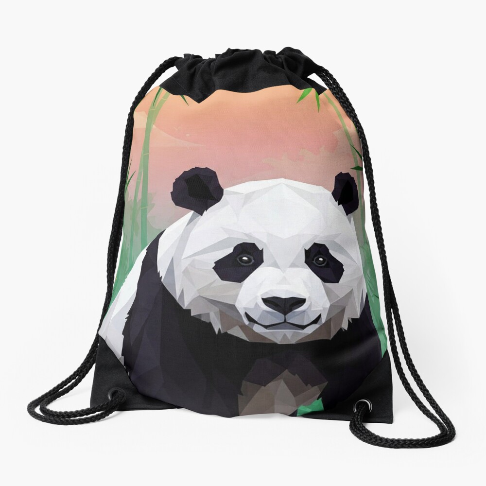 Geometric Panda Drawstring Backpack