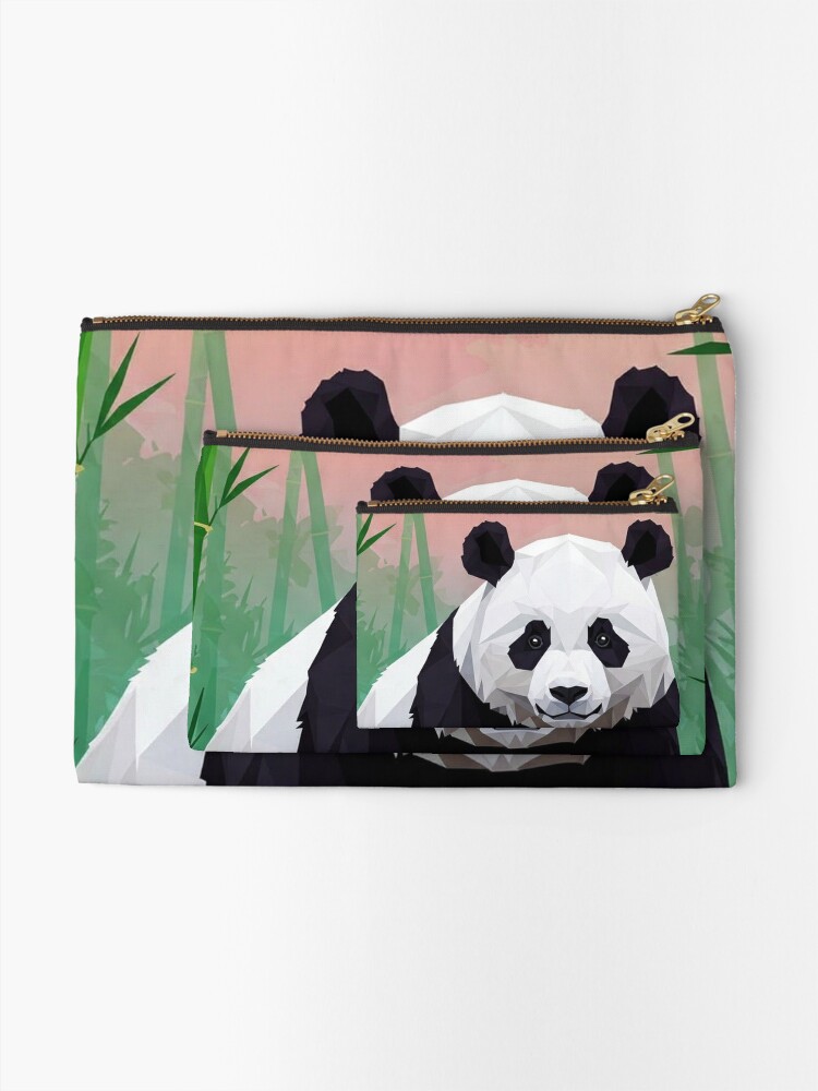 Geometric Panda Design Zipper Pouches
