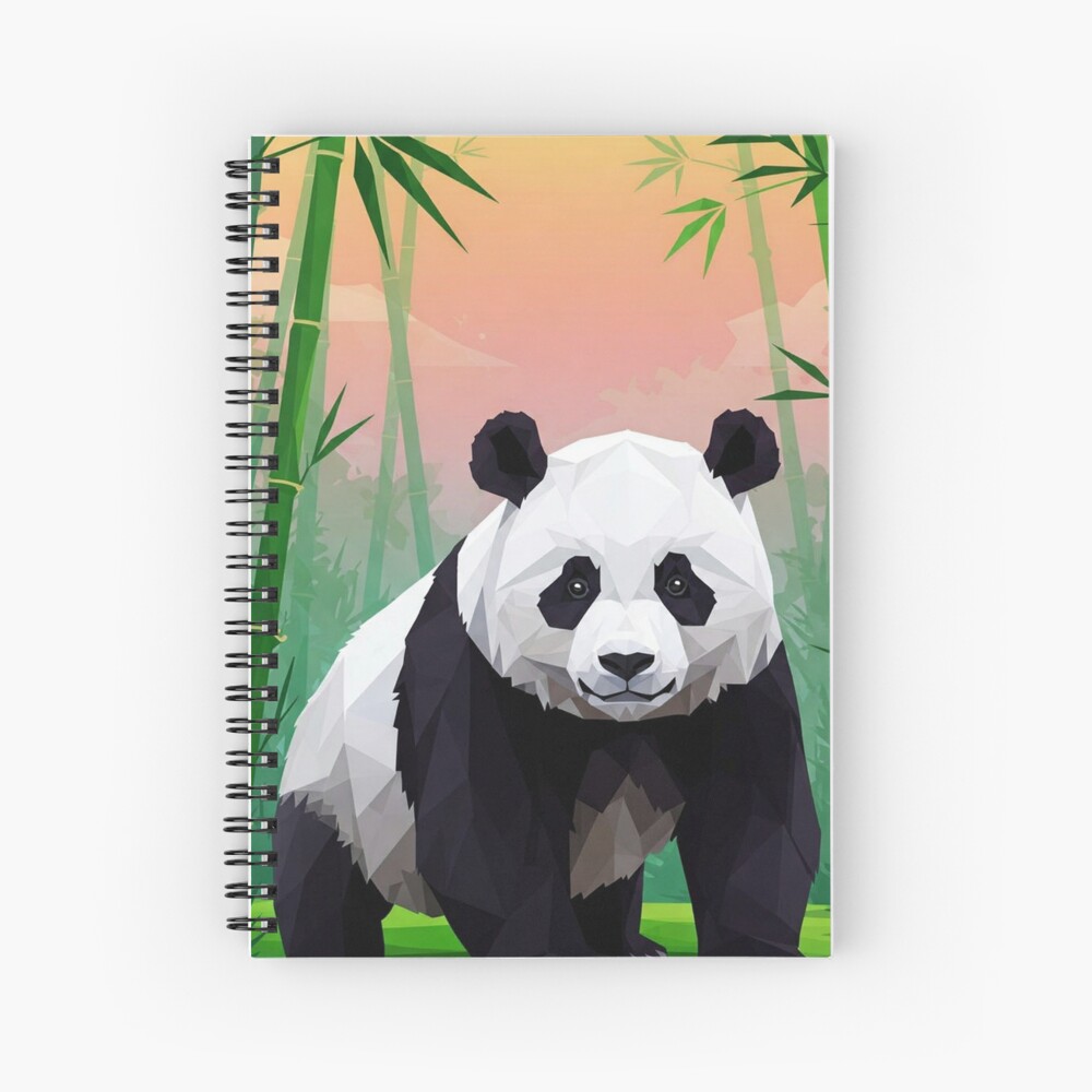 Geometric Panda-Themed Spiral Notebook /  Journal