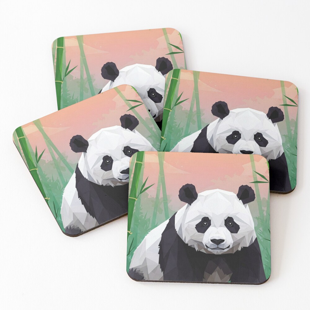 Geometric Panda Coasters