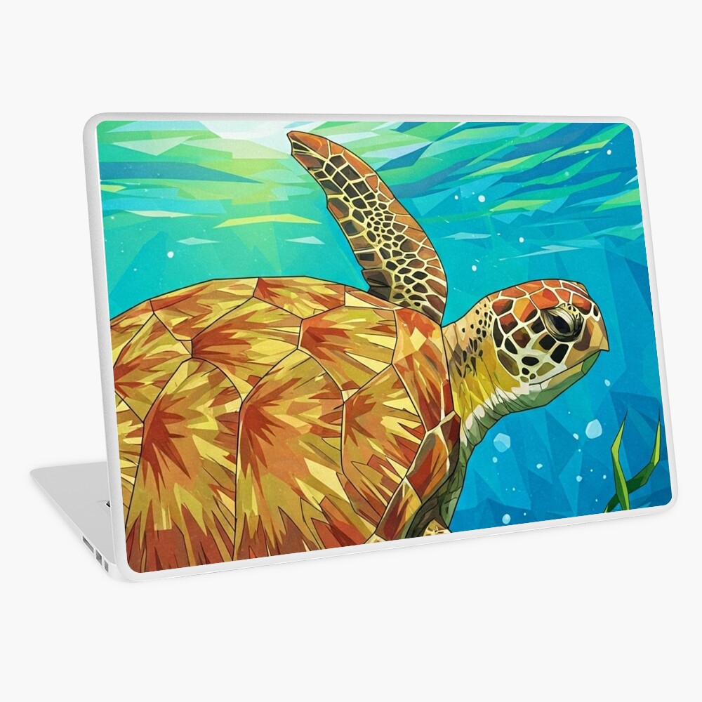 Geometric Sea Turtle Laptop Skin